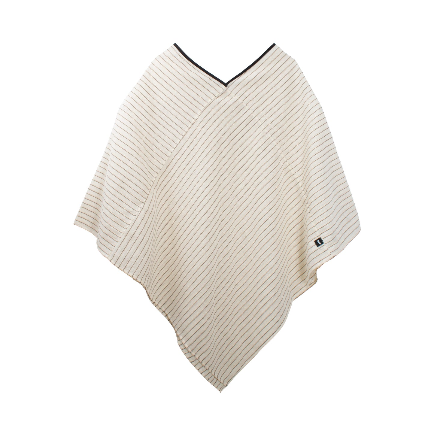 QT0003 Poncho estilo Quechquemetl Valladolid manta color crudo con lineas