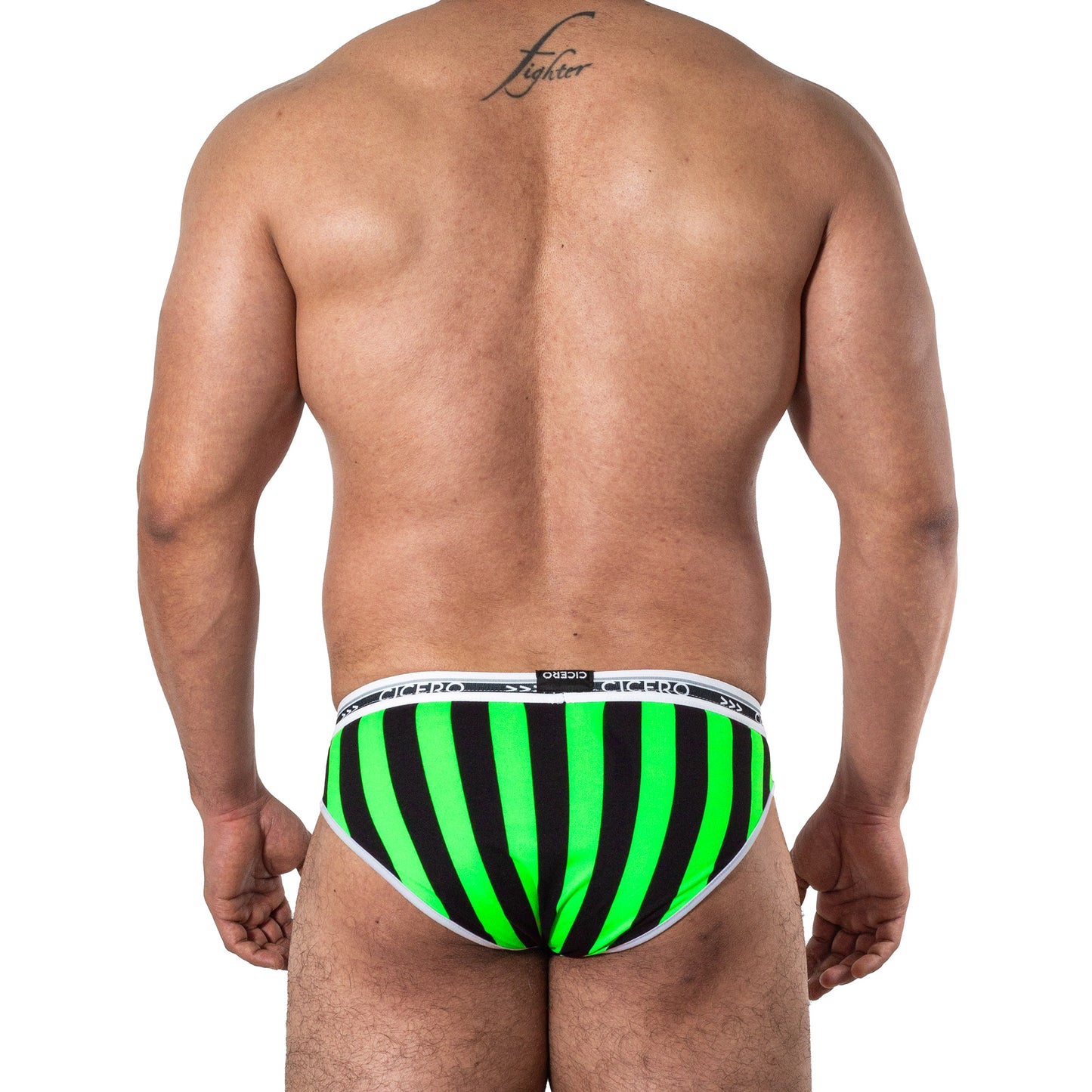 SF0010 Slip rayas negro con verde neon skinit resorte cícero