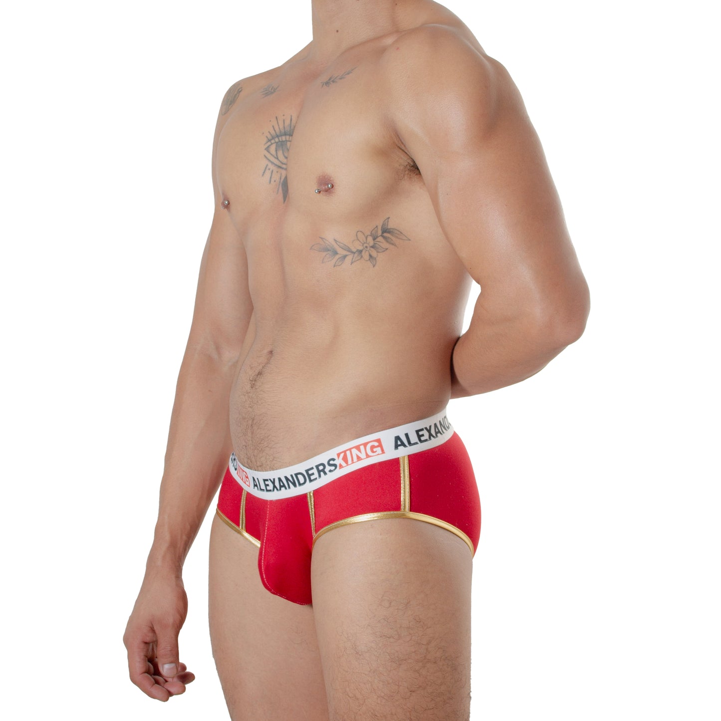TP0413 Brief Red Christmas rojo skinint con bies dorado
