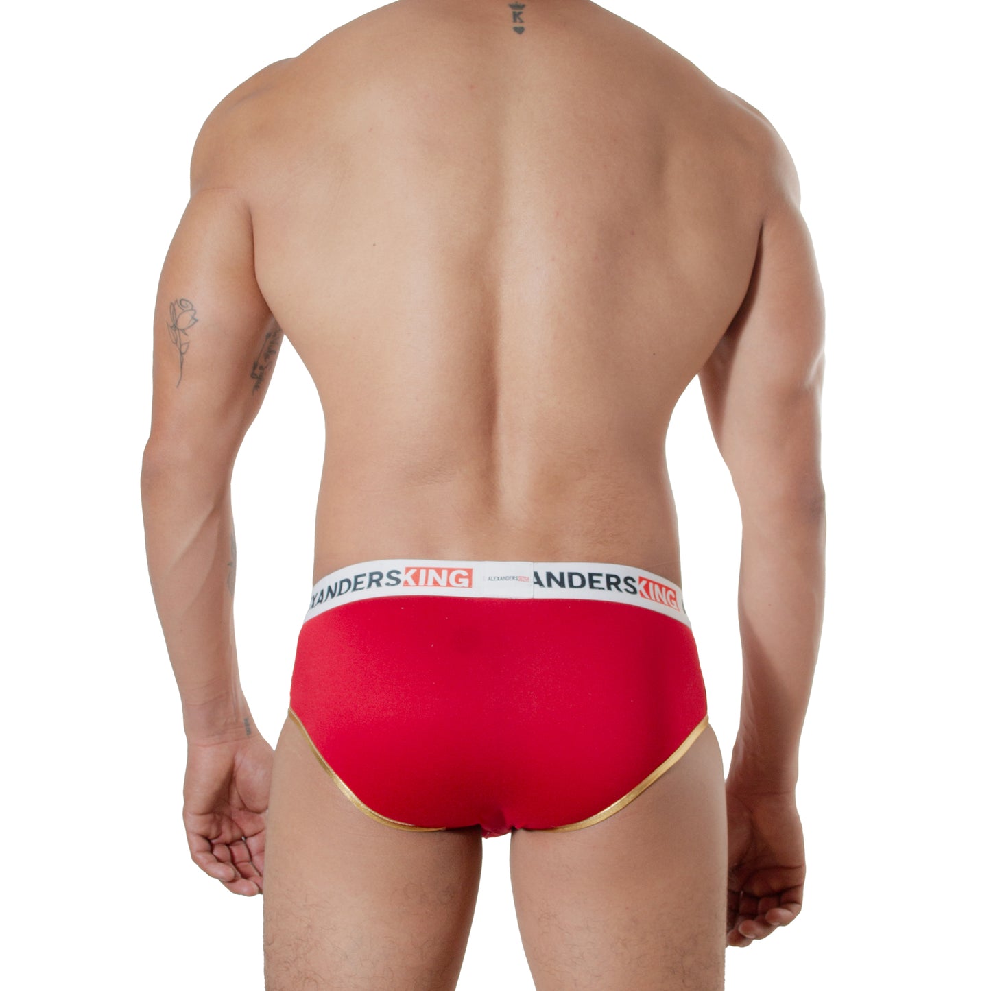 TP0413 Brief Red Christmas rojo skinint con bies dorado