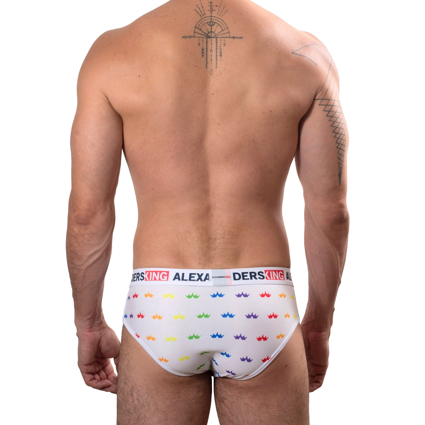 TP0273 Brief Panties RainbowBrite Navy Blue with detail in colored bars SkinIt AlexandersKing