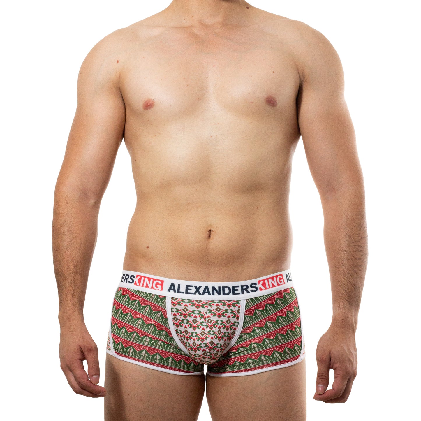 BP0023 Boxer Pino Sabroso sublimated green and red figures on beige background skinit