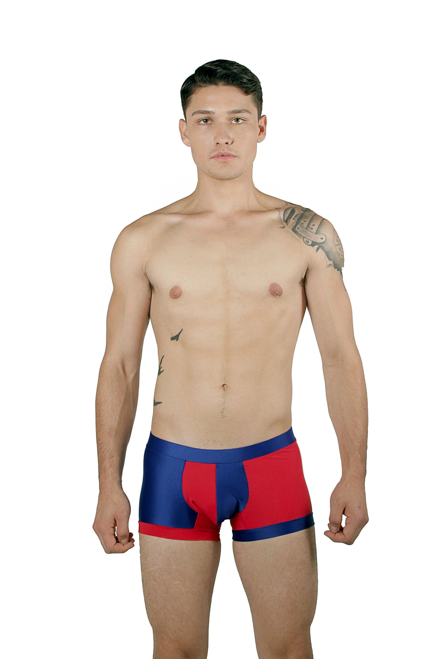 CA0006 - Traje de Baño Short Azul Rey/Rojo - AlexandersKing Underwear