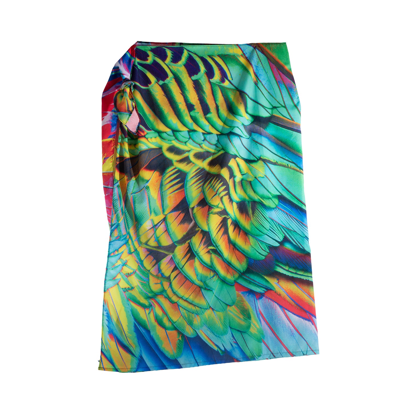 TM0002 Tematl Quetzal Patterned Poncho with Feathers skinit