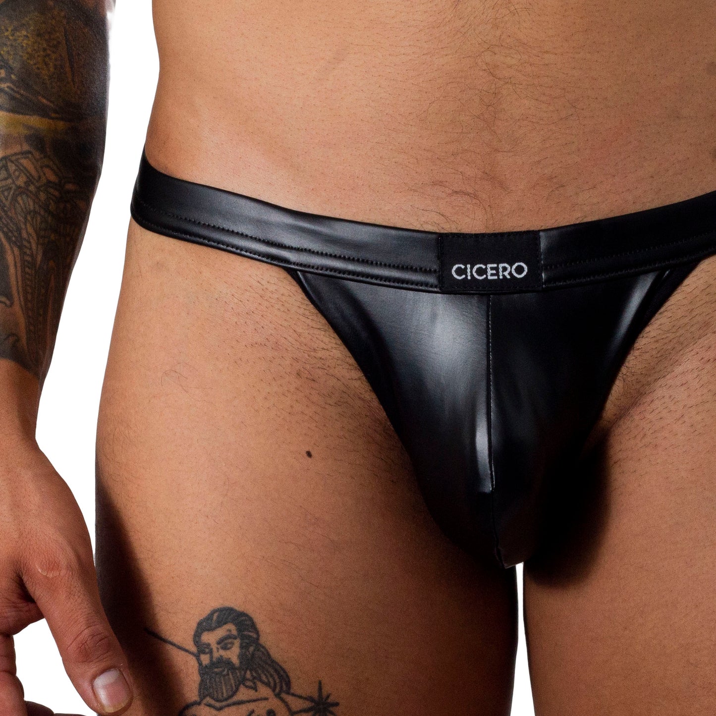 SB0022 Bondage Brief Black Vinyl Leather Bikini