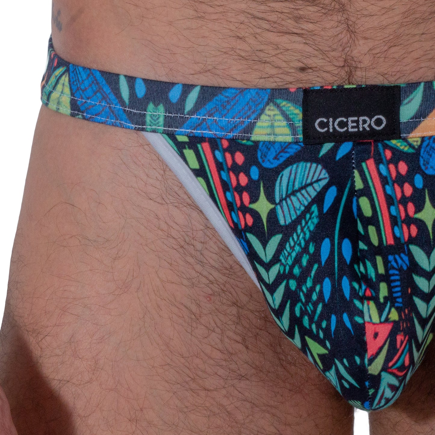 SB0024 Brief Bikini Ahau Dzilam Colorful Feather Print Sublimated Skinit