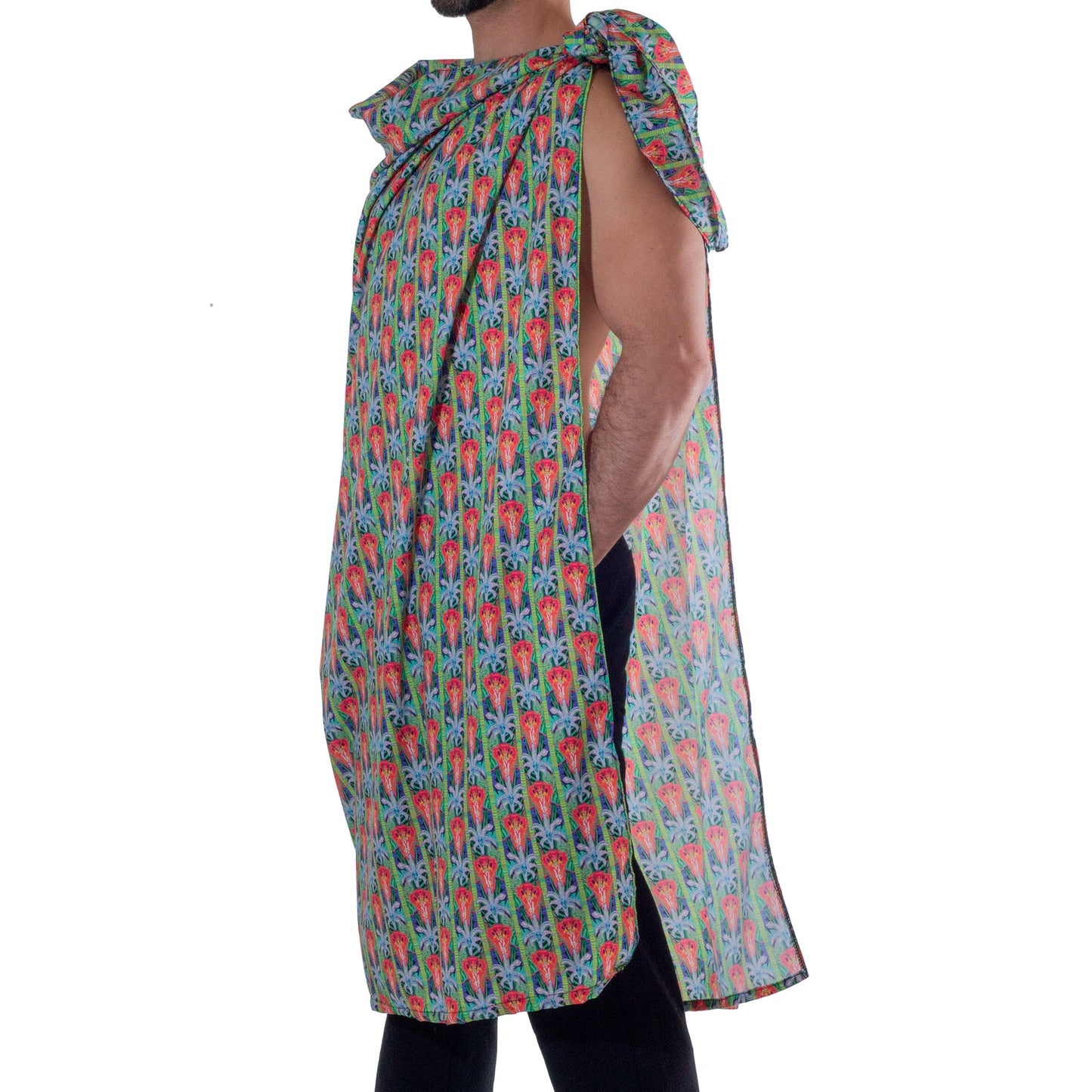TM0001 Poncho style Tematl Loltun printed with flower figures on sublimated fabric skinit
