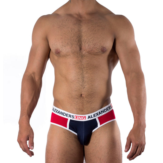 TP0022 Red and Navy Blue Brief Unwet Alexanders King
