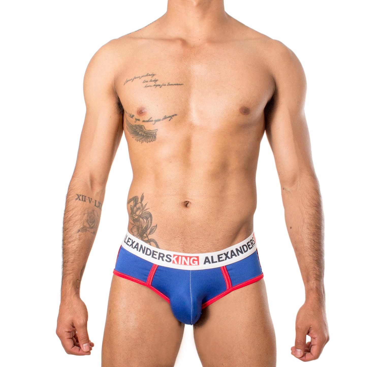 TP0026 Brief Azul Rey con Bies Rojo Skinit Alexanders King