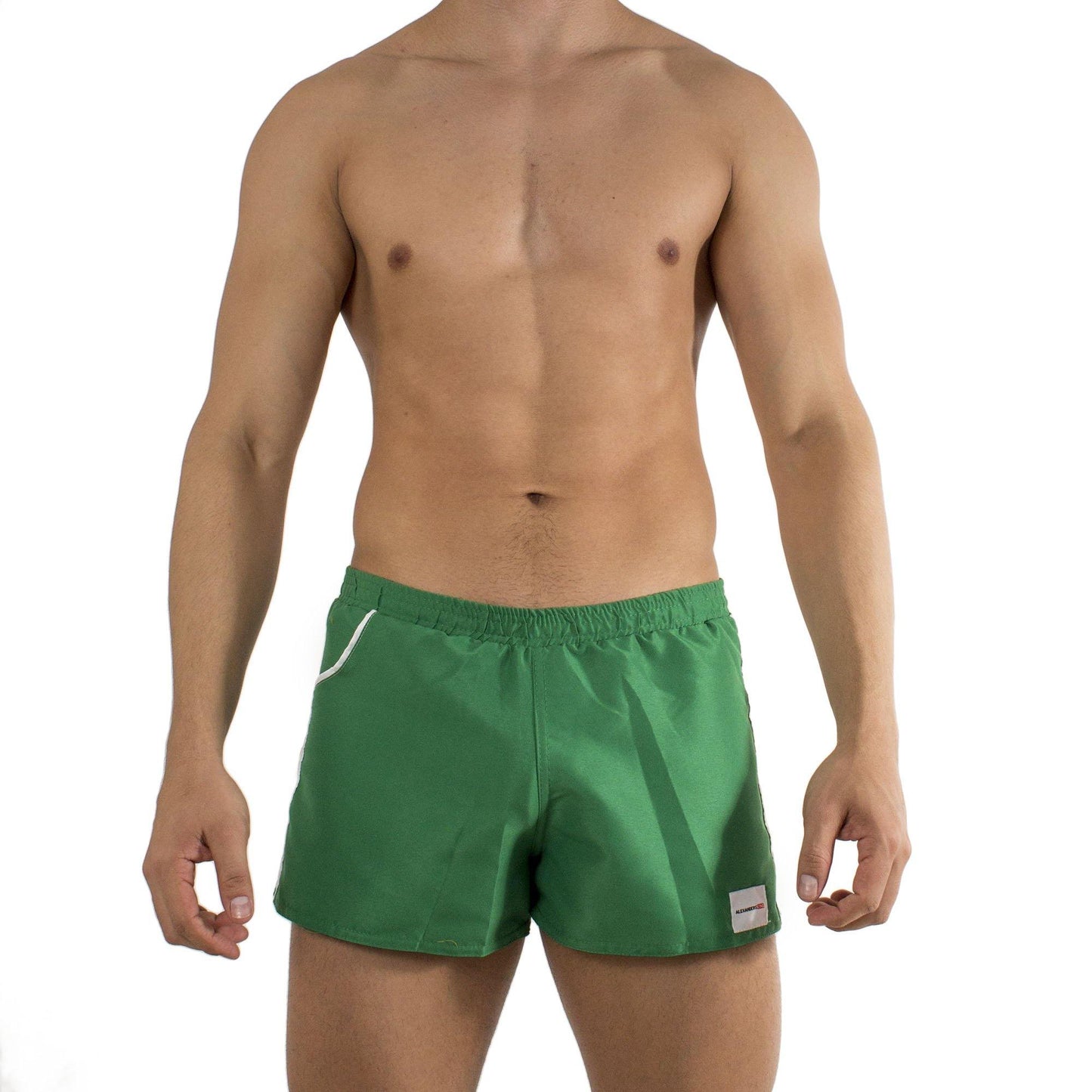 TS0009 - Traje de Baño Short Verde/Blanco - AlexandersKing Underwear