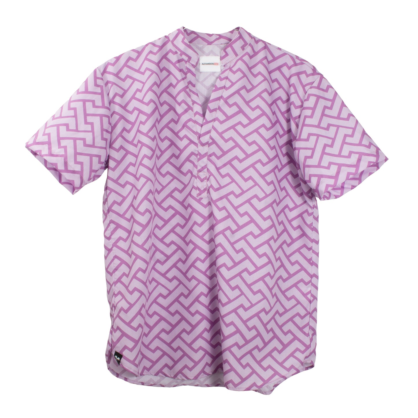 CC0014 Camisa Casual Cuello Mao Henequen manga corta Morado con Lila