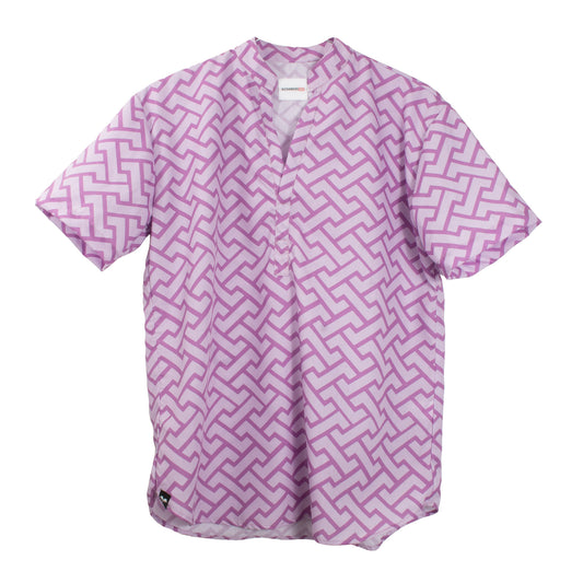 CC0014 Camisa Casual Cuello Mao Henequen manga corta Morado con Lila