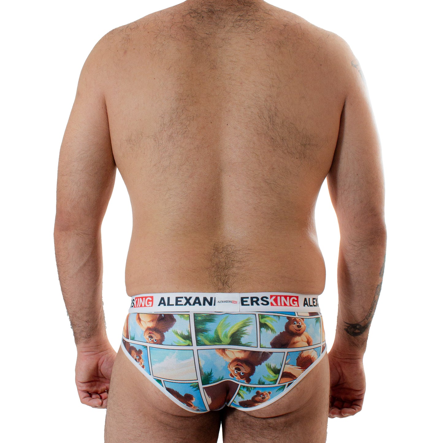 tp0411 Brief Sunny Bear estampado de oso en la playa furroween skinint
