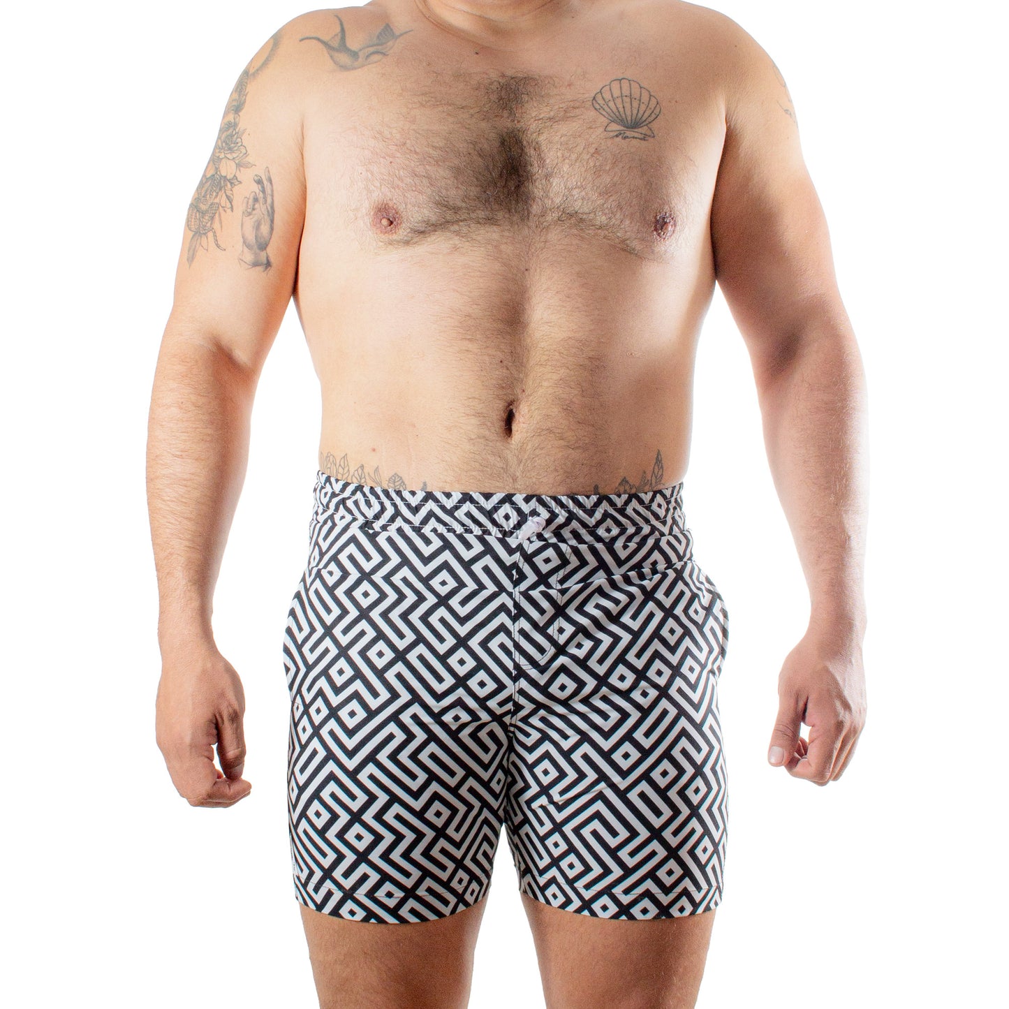 TS0021 Short Twist Tulum figuras geometricas negro y blanco