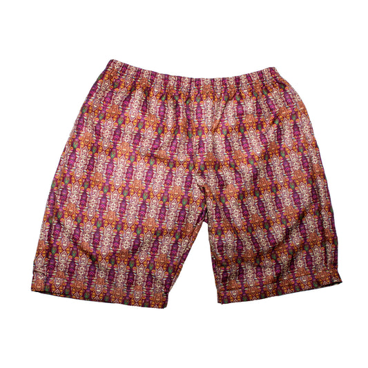 SH0003 Short Casual Ahau Ekbalam con estampados de figuras de mascaras morados