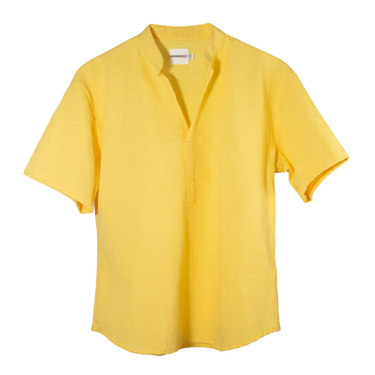 CC0006 Camisa Casual Cuello Mao manta amarilla manga corta