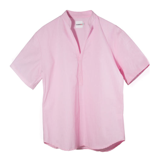 CC0003 Camisa Casual Cuello Mao manta rosa manga corta