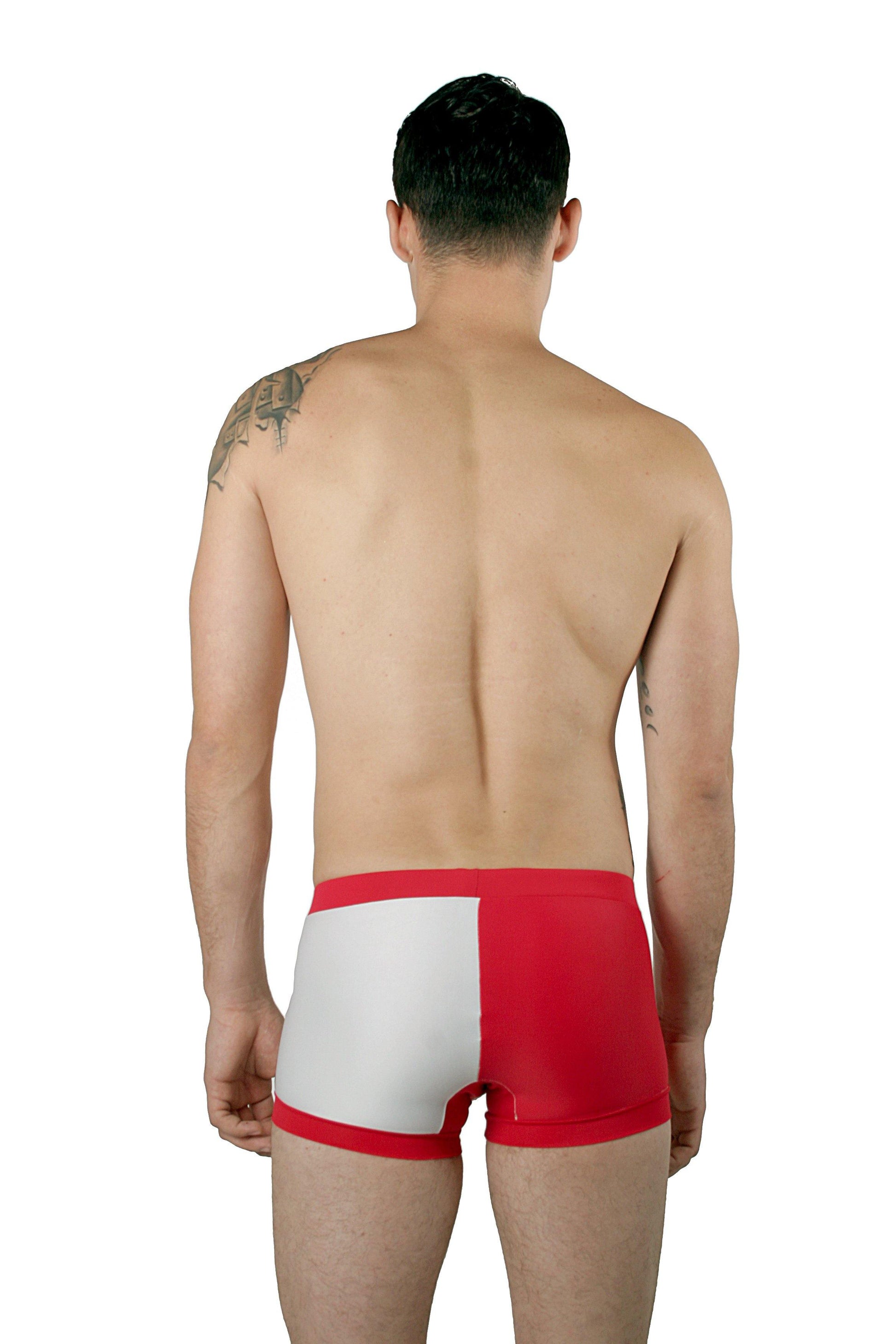 CA0001 - Traje de Baño Short Blanco/Rojo - AlexandersKing Underwear