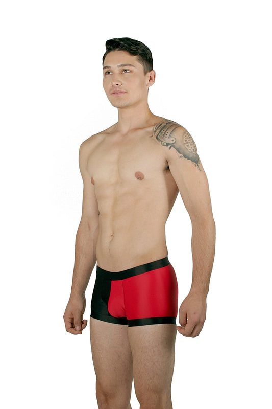 CA0002 - Traje de Baño Short Negro/Rojo - AlexandersKing Underwear