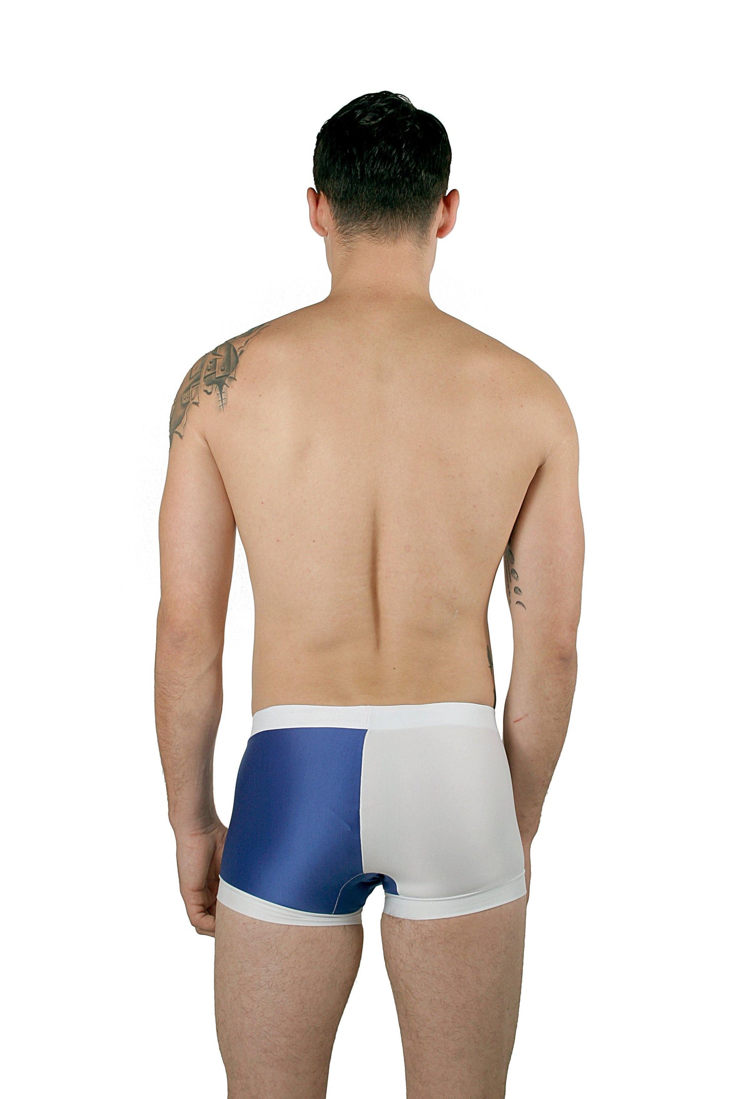 CA0003 - Traje de Baño Short Blanco/Azul Rey - AlexandersKing Underwear