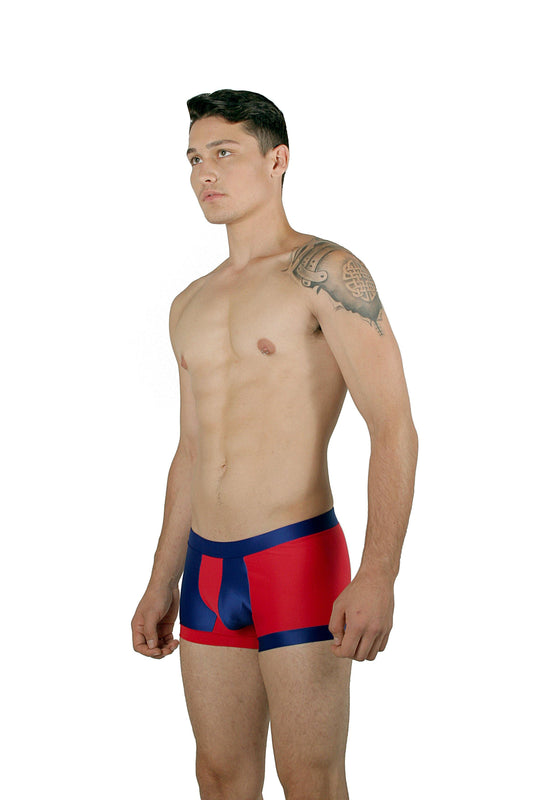 CA0006 - Traje de Baño Short Azul Rey/Rojo - AlexandersKing Underwear