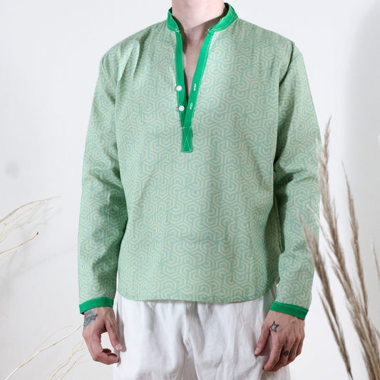 CF0002 Camisa FullPrint Estampado Verde y Manta Verde
