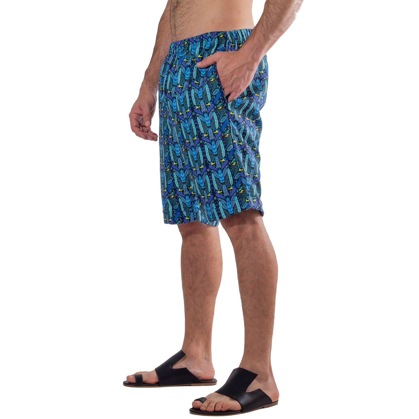 SH0002 Ahau Tulum Casual Short with colorful feather prints