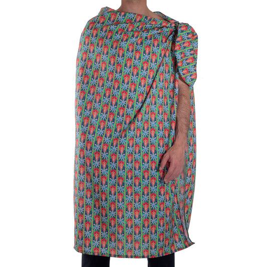 TM0001 Poncho style Tematl Loltun printed with flower figures on sublimated fabric skinit