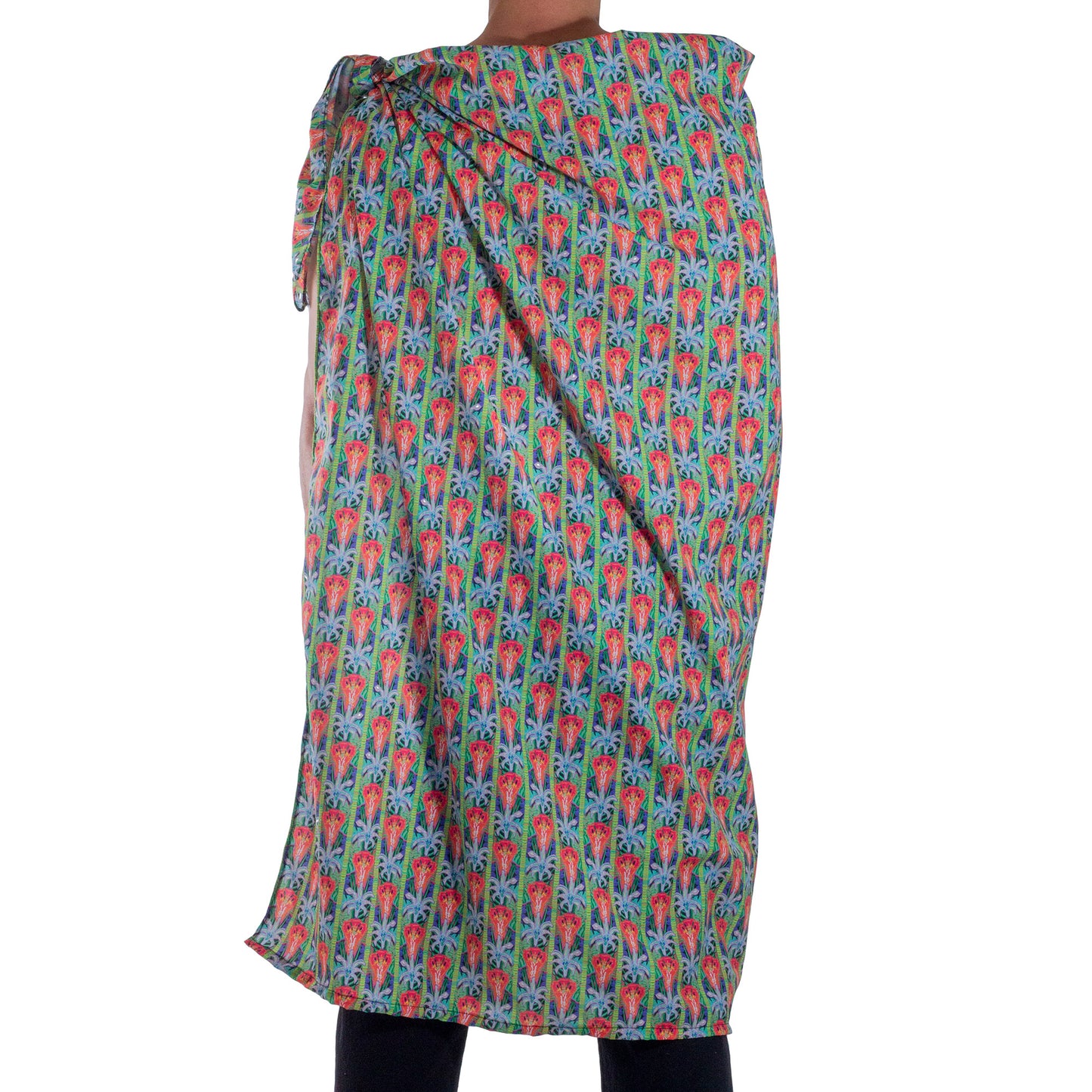 TM0001 Poncho style Tematl Loltun printed with flower figures on sublimated fabric skinit