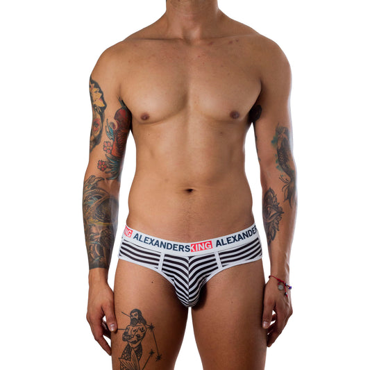 TP0284 Brief Trusa black white stripes SkinIt AlexandersKing 