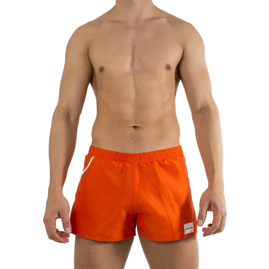 TS0007 - Traje de Baño Short Naranja/Blanco - AlexandersKing Underwear