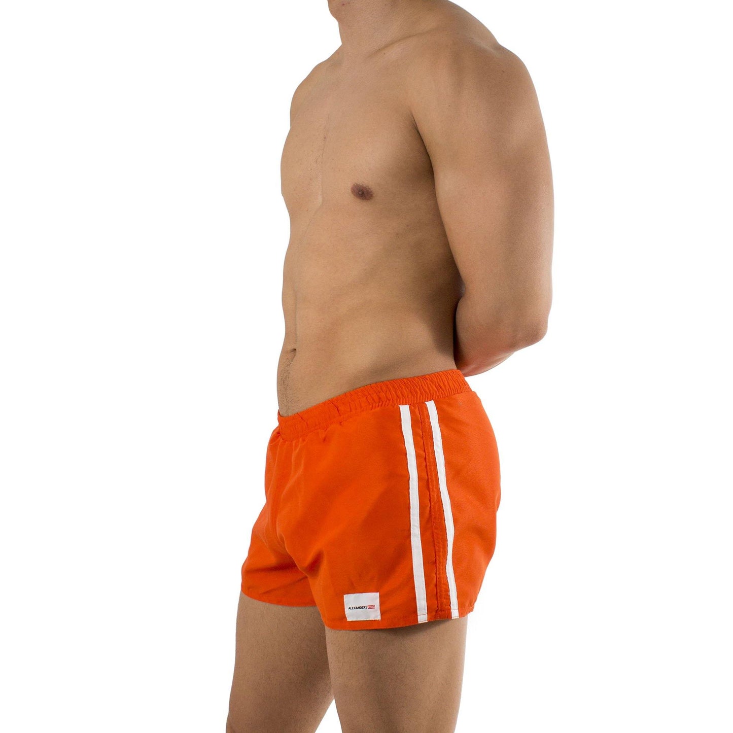 TS0007 - Traje de Baño Short Naranja/Blanco - AlexandersKing Underwear