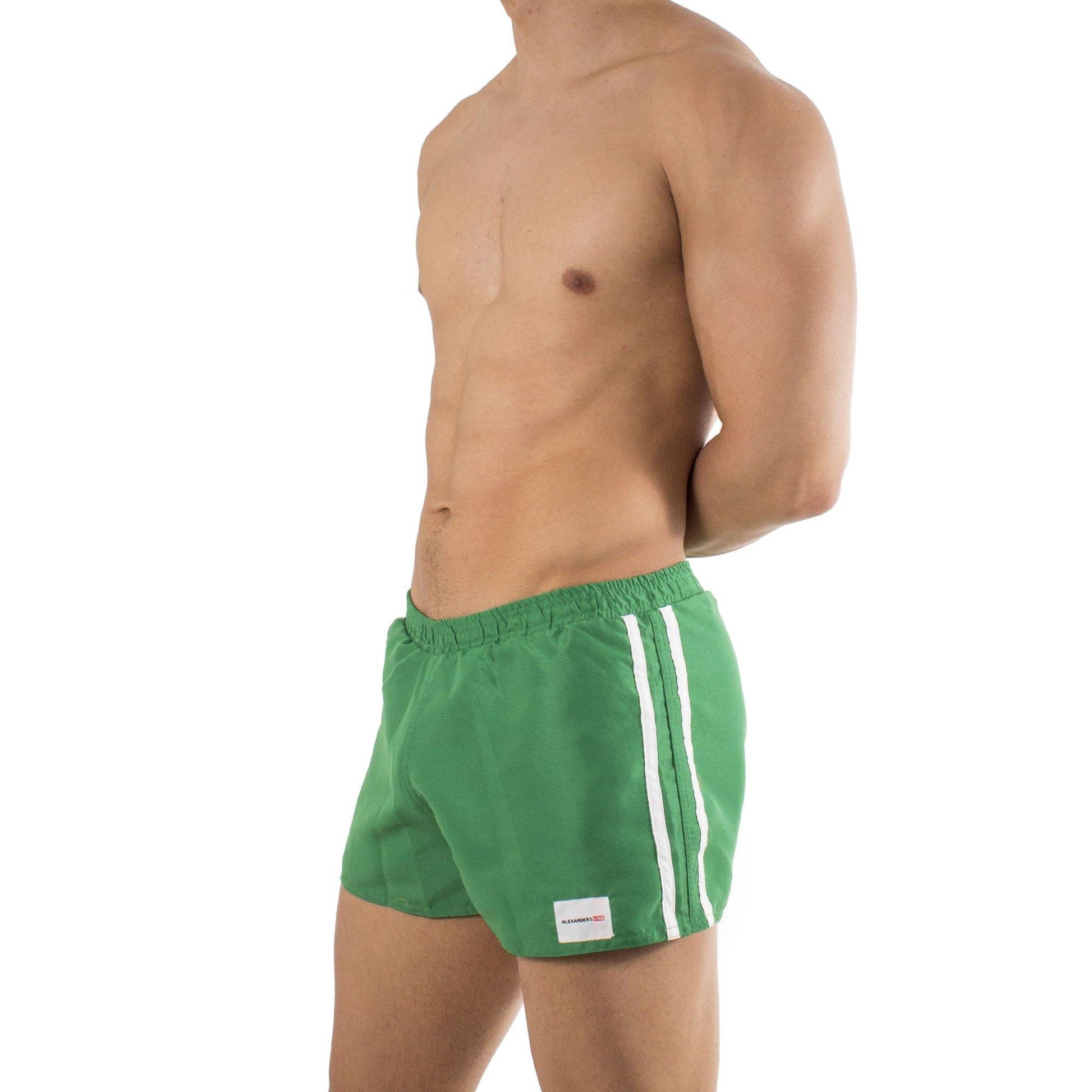 TS0009 - Traje de Baño Short Verde/Blanco - AlexandersKing Underwear