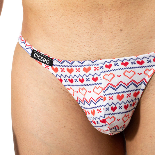 TX0001 Sublimated Loving Night Thong with Hearts on White Background skinit