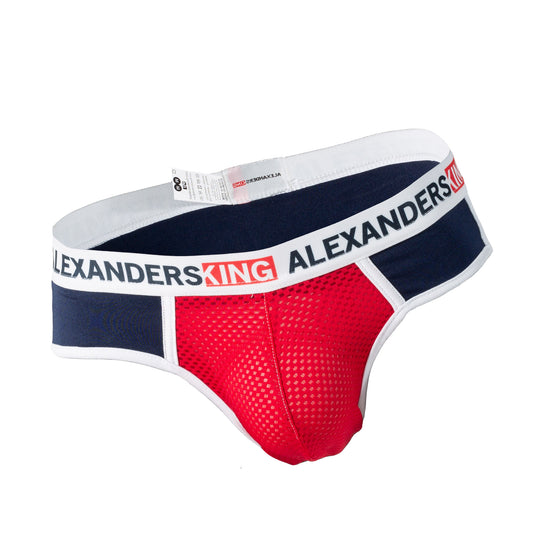TP0035 Navy Blue and Red Brief Unwet Alexanders King